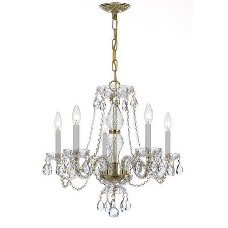 Crystorama Polished Brass Traditional Crystal 5 Light Single Tier Chandelier 5085-PB-CL-S